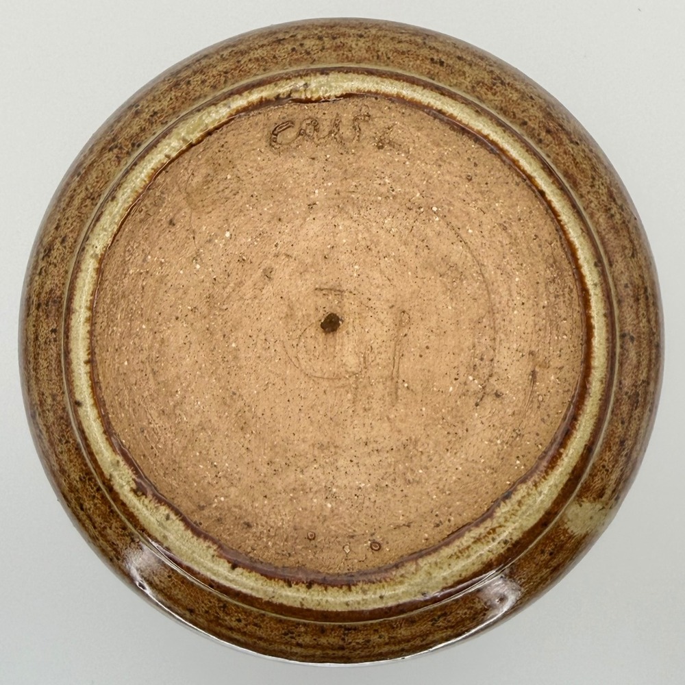 Studio Pottery Signed Thrown Speckled Brown Stoneware Vase 6.25" Cottage Rustic - Picture 5 of 6